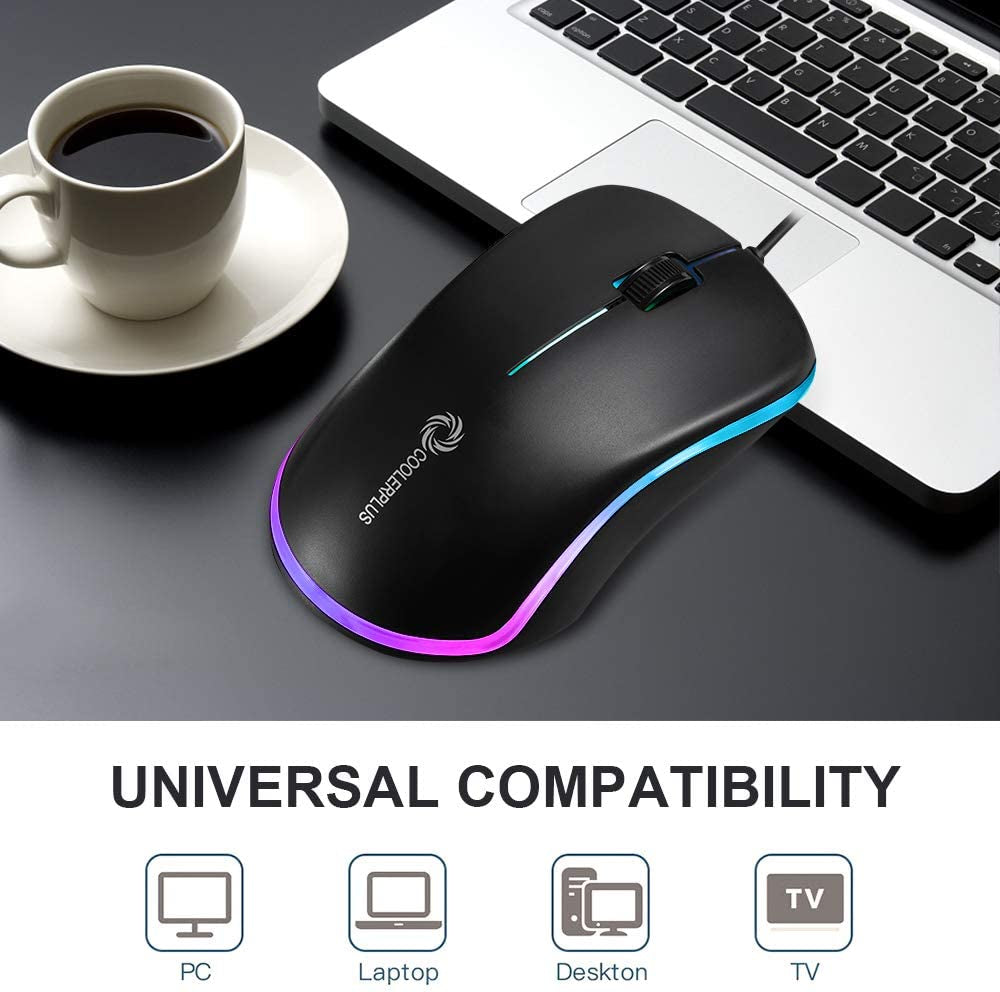 FC112 USB Optical Wired Computer Mouse with Easy Click for Office and Home, 1000DPI, Premium and Portable,Compatible with Windows PC, Laptop, Desktop, Notebook (Black)